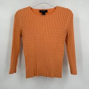 Express Womens Y2K Ribbed Cable Knit Sweater Size L Preppy Academia Vintage